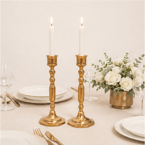 Elegant Vintage <b>Brass</b> Taper Candle <b>Holders</b> Set Antique Gold <b>Candlestick</b> Stand for Wedding Centerpieces Dining Table Low Price - Product Image 6