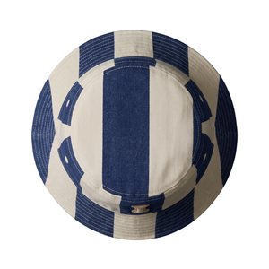 Chapeau Bob en Jean Rayé Bleu Marine et Beige de Haute Qualité avec Patch Lettre Personnalisé – Chapeau de Soleil Tendance Vintage en Toile pour Adultes (Femmes et Hommes) - Product Image 3