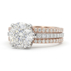 Anillo de Compromiso y Boda Moderno en Oro Rosa Blanco con Diamantes AMI JEWELS AJ-1134-9k, Diseño Simple, Elegante y Lujoso, Brillante y Estilizado - Product Image 2