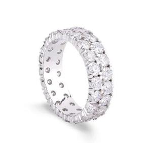 Bague d'éternité complète en moissanite à 2 rangs pour homme, bague de fiançailles, test diamant positif, bijoux fins, bague en argent 925 - Product Image 2