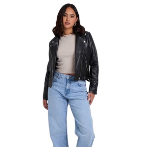 Veste en cuir de moto respirante en tricot noir pour femmes, saison hivernale - Product Image 1