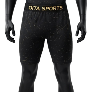 Ensemble T-shirt et short de compression pour homme noir et or, séchage rapide, extensible, pour fitness, entraînement, gym, course à pied, sport - Product Image 5