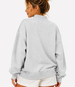 Sudadera de cuello alto personalizada al por mayor TBSIGMA para mujer, con bordado griego de chenilla, de algodón polar, corte holgado - Product Image 3