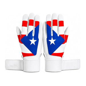 Puerto Rico Flag <b>Baseball</b> Batting <b>Gloves</b> Men's Leather Padded Anti Slip Leather Fabric Comfortable <b>Baseball</b> <b>Glove</b> - Product Image 1