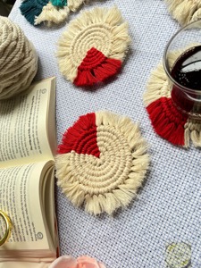 Handmade Dual Color Macrame <b>Coasters</b> Decorative Table Mats Perfect for Gifting Home Decor and Everyday Use <b>Heat</b> Mats - Product Image 1