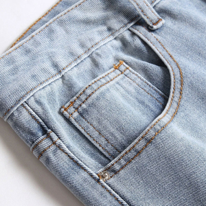 Shorts de Mezclilla Azul Claro para Hombre, Corte Desgastado, Cintura Media, Estilo Casual de Verano, Tejido de Tela - Product Image 6
