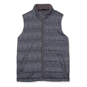 Gilet matelassé gris texturé sans manches, chauffe-corps, veste doudoune tendance pour homme - Product Image 1