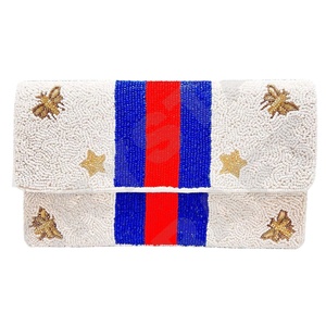 Pochette de fête perlée personnalisée bleue et blanche Sac de soirée Designer Sacs à bandoulière pour femmes Sacs à main et sacs à main de luxe Fêtes - Product Image 1