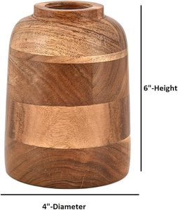 Handmade Modern Acacia Wood <b>Small</b> Round Tabletop <b>Vase</b> Decorative Flower Holder for Home Office Shelf - Product Image 1