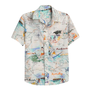 Camisas informales con botones para hombre, camisa de manga corta de verano para playa, vacaciones tropicales Hawaianas, botón relajado - Product Image 5