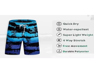 Short de bain pour hommes, imprimé pissenlit vert, taille avec cordon de serrage, séchage rapide, vêtements de bain décontractés, longueur courte, en polyester - Product Image 4