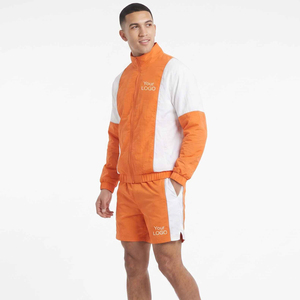 Custom Men's Waterproof Nylon Windbreaker <b>Jacket</b> & Shorts Set Zip Closure Reflective Features Screen Print Logo-Tracksuit - Product Image 4