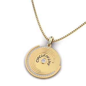 Pendentif Cercle de Vie avec Diamant Central, Argent 925, Moissanite, Alliage de Zinc, Breloque Thème, Collier Unisexe Style Classique - Product Image 2