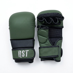 QST <b>Green</b> <b>Leather</b> MMA Fingerless Training <b>Gloves</b> Unisex Adjustable Wrist Strap Hook Loop Closure Lightweight Breathable Non-Slip - Product Image 6