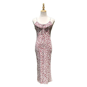 Vestido Midi de Verano Vintage Francés para Mujer, de Seda Satinada con Estampado de Volantes, Corte en Biás, Sin Mangas, Estilo Slip, Cintura Natural, ODM - Product Image 5