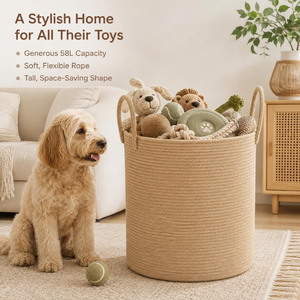 Jute Rope <b>Laundry</b> Hamper <b>Basket</b>, Large Woven Blanket Storage <b>Basket</b> with Handles, <b>Nursery</b> Toy Organizer for Home Bedroom - Product Image 6