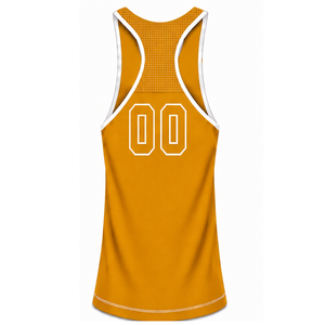 Ensemble de natation jaune doré et blanc, débardeur sans manches dos nageur avec short assorti, léger, séchage rapide, performance pour l'entraînement - Product Image 4