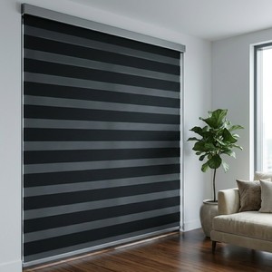 Zebra Dual Layer Roller Blinds Horizontal Textile Sheer <b>Light</b> Filtering Minimalist Design - Product Image 3