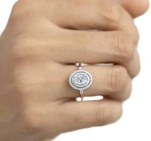 Double Frame Setting Oval Lab Grown Diamond 14K 18K Solid Gold 925 Sterling <b>Silver</b> Promise <b>Ring</b> Wedding Gift <b>Solitaire</b> <b>Ring</b> - Product Image 6