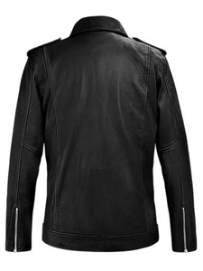 Chaqueta de Cuero Negra Estilo Motero Beast - Product Image 3