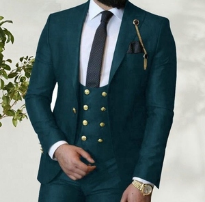 Traje de Negocios para Hombre, Blanco, de Lana, Cuello de Solapa, Corte Recto, Antiarrugas, de Poliéster - Product Image 3