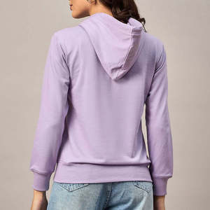 Sweat-shirt à capuche lavande pour femme, couleur unie, manches longues avec poches, respirant, décontracté, pour l'automne - Product Image 2