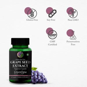 Cápsulas de Extracto de Semilla de Uva, 60 Cápsulas Vegetales |   Suplemento de Extracto de Plantas Herbales, Cápsula de Nutrición Dietética - Product Image 2