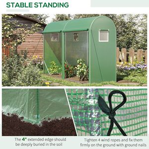 Serra a tunnel verde 10x3x7 piedi con finestre avvolgibili, porta con cerniera, telaio in acciaio, copertura in PE, per coltivazione idroponica, serra walk-in in legno - Product Image 5