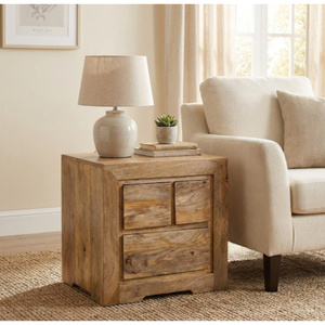 Mesa de Noche Moderna de Madera Maciza con Tres Cajones, Fácil de Limpiar, para Sala de Estar, Hotel, Dormitorio, Comedor - Product Image 1