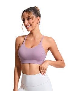 Women Sport <b>Crop</b> <b>Top</b> Y Back Yoga Bra Breathable <b>Mesh</b> Insert Removable Pads Wirefree Running Athletic Vest Blanks Custom - Product Image 1