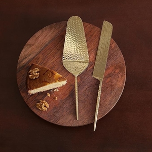 Ensemble de couteau et cuillère à dessert en acier inoxydable martelé finition or, couverts haut de gamme pour anniversaires et célébrations - Product Image 6