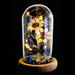 Figura Decorativa de Vidrio de Borosilicato Personalizada al por Mayor con Cúpula de Luz LED y Flor Artificial para Decoración del Hogar, Estilo Arte Popular - Product Image 4