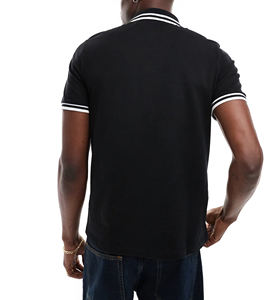 Nouveau design, polos décontractés pour hommes, séchage rapide, 100% coton, couleur unie, polo de golf pour hommes, couleur noire, manches courtes, été - Product Image 4