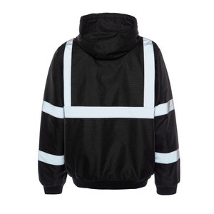 Men's High Visibility Reflective Work <b>Jacket</b> With <b>Silver</b> Stripes And Zipper Front For Safety Wear - Product Image 4