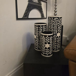 Jardinière en métal avec incrustation de os, faite à la main, de forme ronde, style minimaliste, pour la décoration de la maison, produit de luxe, exportations en gros - Product Image 1