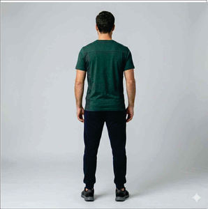 T-shirt pour homme personnalisé, sportif, à manches courtes, boutonné, col rond, anti-rides, séchage rapide, écologique, respirant - Product Image 1