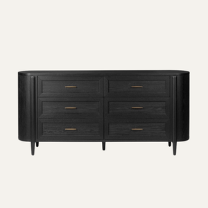 Modern <b>Black</b> Wooden Dresser with 6 Drawers – Minimalist Bedroom Storage <b>Cabinet</b> Furniture - Product Image 4