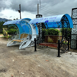 Decorative Wrought Iron <b>Swing</b> Iron <b>Swing</b> Garden <b>Swing</b> with Premium Forged Metal Structure for Outdoor Relaxation Areas - Product Image 1