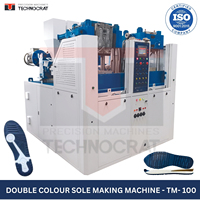 Machine de moulage de semelles bicolores TECHNOCRAT TPR, contrôlée par PLC, moteur haute performance, 140 paires/heure, 440V, garantie 1 an, réservoir d'huile 350L