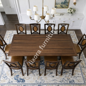 Luxury Handcrafted Solid Wood 6 Seater Dining <b>Table</b> Set Ornate Carved Base Premium Glass <b>Top</b> <b>Decor</b> - Product Image 6