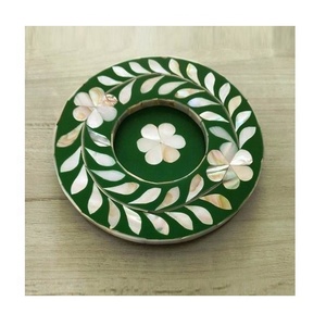 Posavasos Cuadrado de Resina Negra Bohemia de Alta Calidad con Incrustaciones de Hueso, Ecológico, 4''x4'', para Servir, Uso en Cocina - Product Image 4