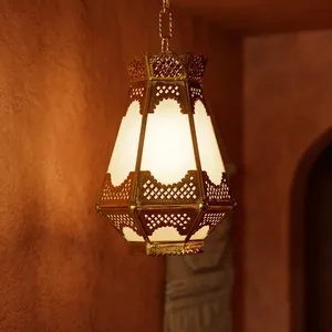 Hexagon <b>Brass</b> Hanging <b>Lantern</b> Indoor Home Decoration Durable Metal Light Fixture - Product Image 4