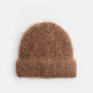 Cozy slouchy mohair beanie with ribbed brim and oversized fit warm unisex winter <b>cap</b> for daily street fashion and outdoor wear - Product Image 1