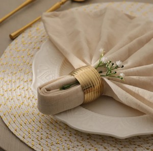 <b>Gold</b> Ribbed Brass Napkin <b>Rings</b> <b>Set</b> | Classic Napkin Holders | Eco-Friendly & Durable Dining Table Decor - Product Image 4