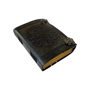 Diario Clásico de Cuero Genuino con Tapa Dura, Papel con Borde Rústico Hecho a Mano, Grabado de Chakras en Carbón, para Lectura y Hechizos - Product Image 3