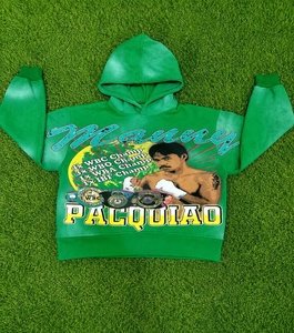 Sudadera con Capucha Verde para Hombre Manny Pacquiao, Estampado Serigrafiado, Cuello Redondo, Algodón, Corte Regular Informal, Diseño de Boxeo - Product Image 1