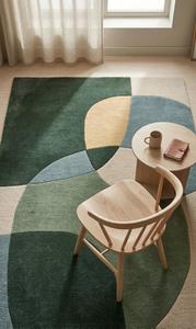 Alfombra de Lana Tejida a Mano en Tendencia Verde y Azul, Antideslizante, con Patrón Abstracto para Decoración Moderna del Hogar - Product Image 2