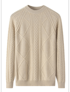 AMERICAN TRENCH CLOTHING Suéter de punto para hombre, cuello redondo, manga larga, jersey grueso con patrón sólido, poliéster/algodón, antiencogimiento - Product Image 2