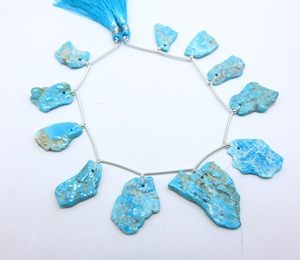 11 pièces de perles brutes lisses en turquoise naturelle d'Arizona, perles à facettes, pour la fabrication de bijoux - Product Image 2