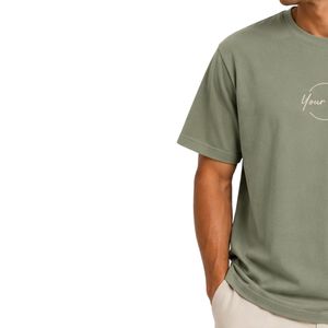 T-shirt surdimensionné vert sauge pour homme, impression de logo personnalisé, coton lourd, streetwear, col rond, manches courtes, coupe décontractée, tee-shirt d'été - Product Image 3